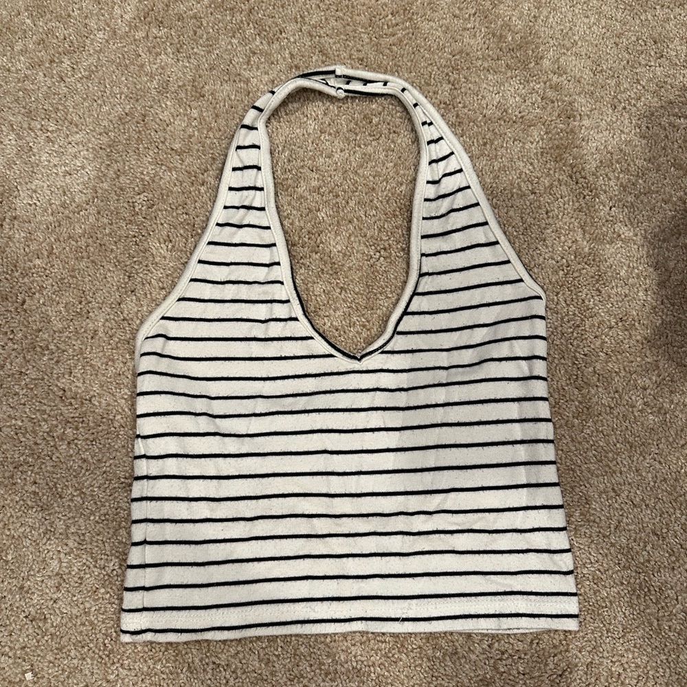 Brandy Melville Striped Halter Crop Top, One Size